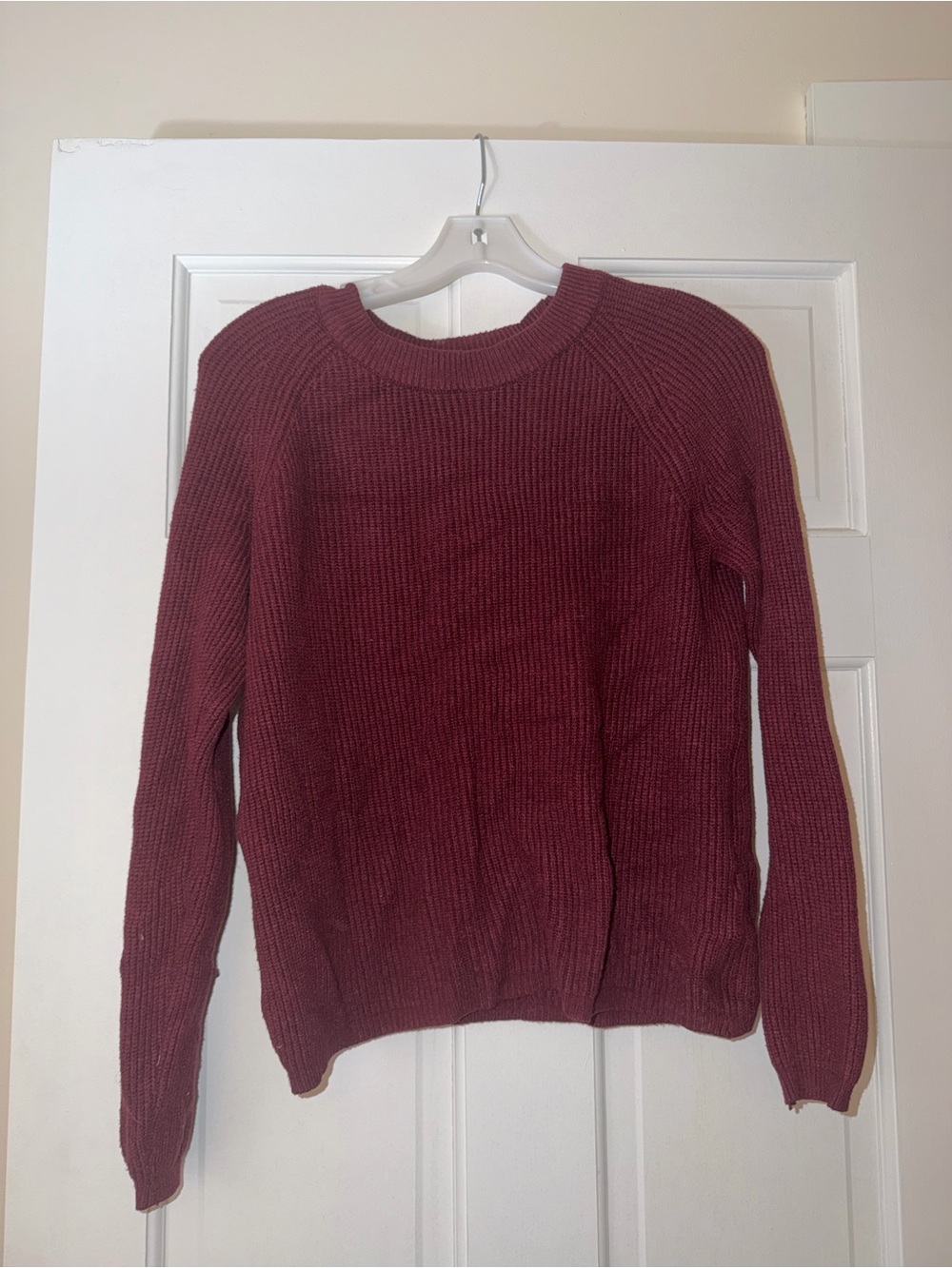 Tahari Women's Deep Wine Ribbed Crewneck Sweater
